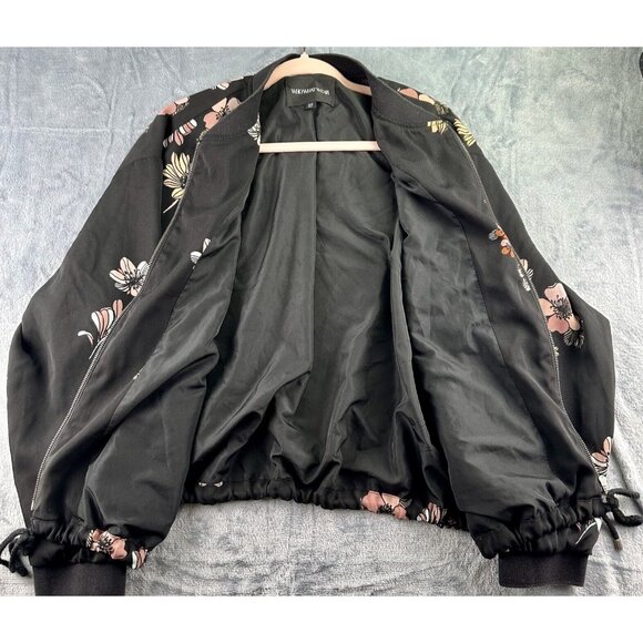 WHO WHAT WEAR Floral Jacket Women’s 3X Black Fall Zipper w/ Pockets Cinch Waist - Picture 13 of 16